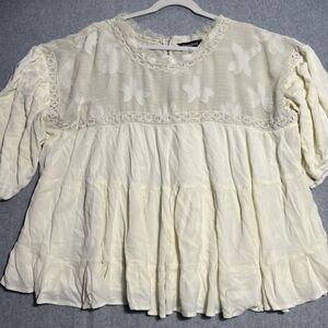 Davi & Dani Top Womens 3X Boho Lace  Cocquette Cottagecore Blouse